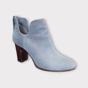 Charlotte Stone Slate Blue Suede Heeled Ankle Boots